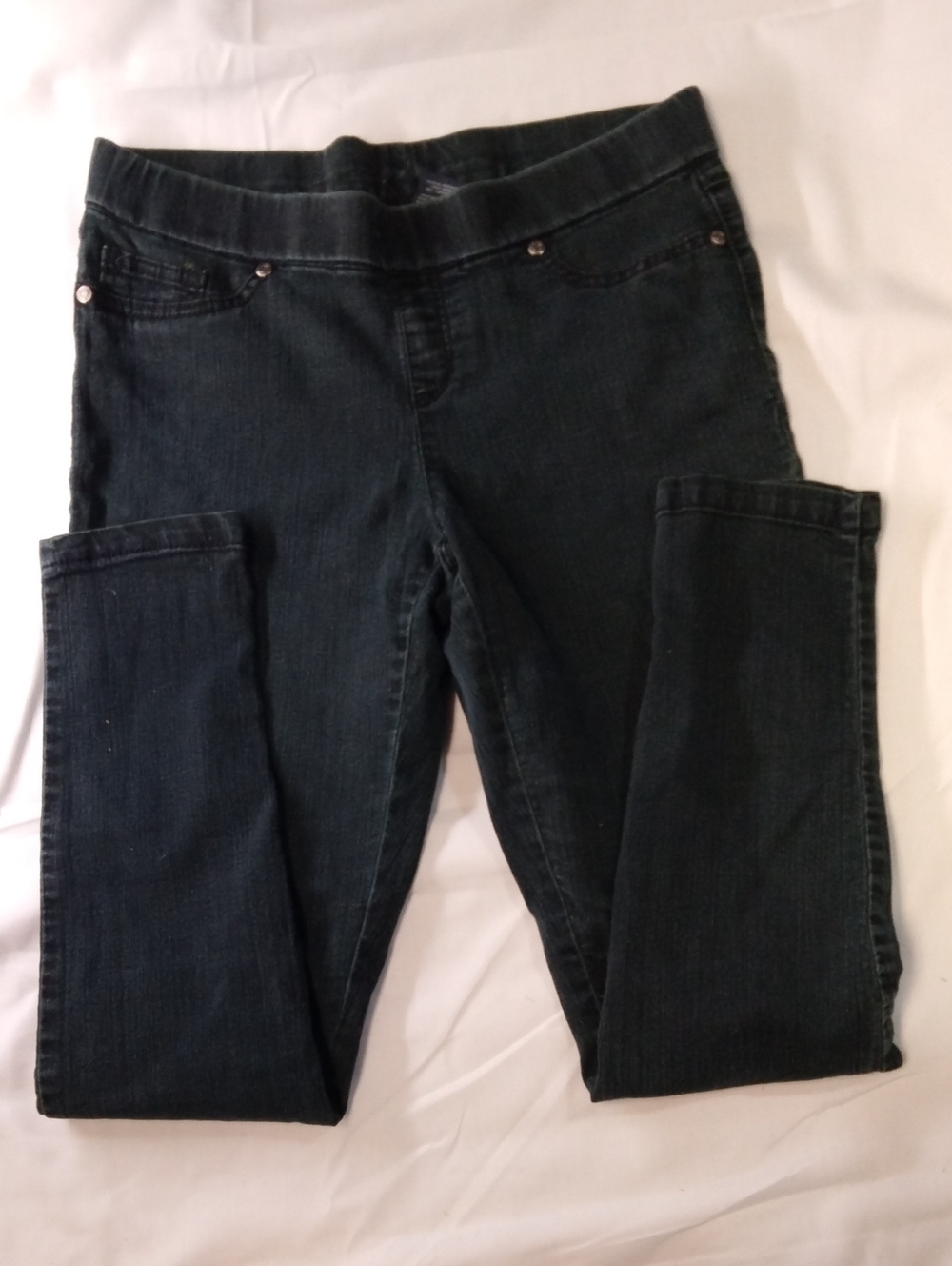 Women's Faded Glory Black Jeggings - Stretch Slim Fit Elastic Pull On Waist 6